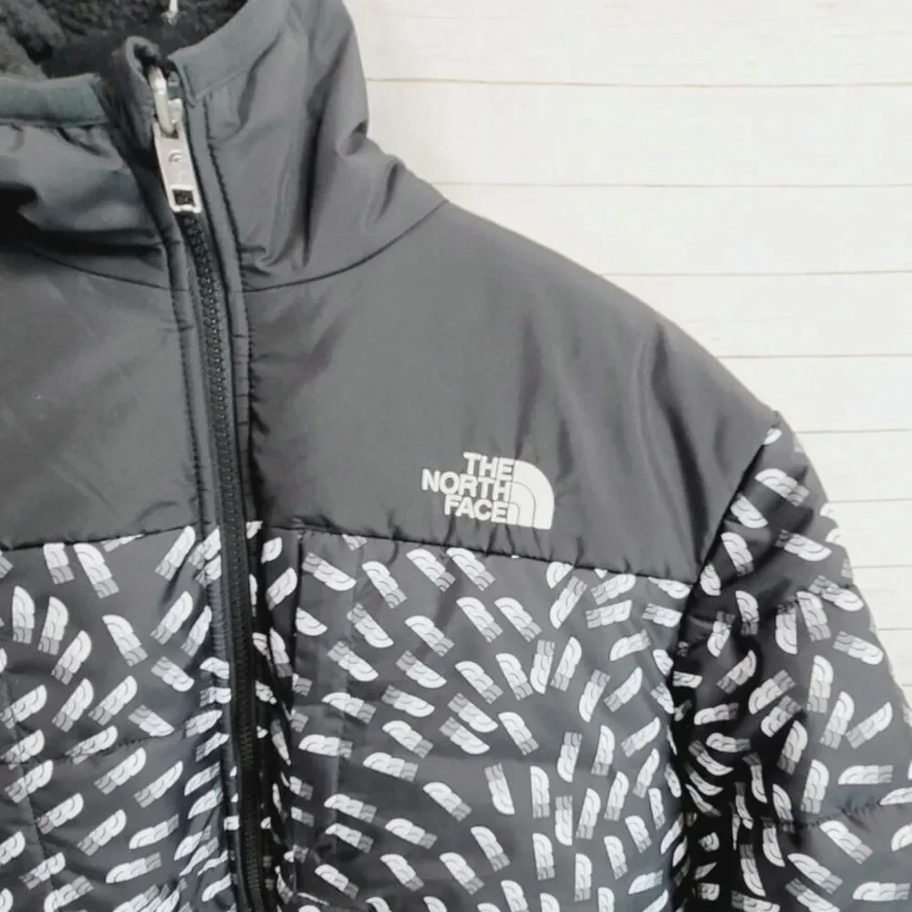 The North Face Reverse Shasta Full Zip Hooded Jacket in Black Vector Field sz XL